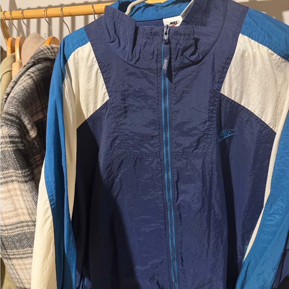 Nike Blue, Navy & White Colorblock Windbreaker Jacket